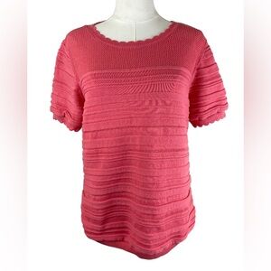 Croft & Barrow Women’s Large Pink Coral Textured Knit Short Sleeve Casual Top